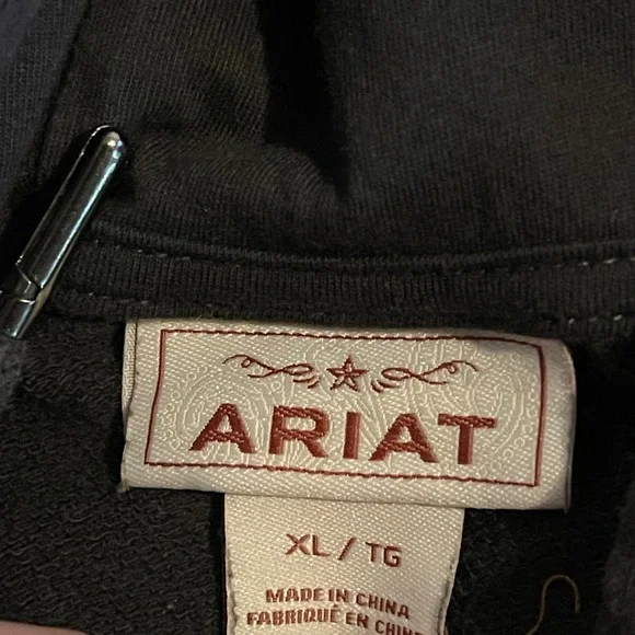 Ariat Women XL Black Studded Sleeve Logo Hoodie Sweatshirt Pullover Cotton Blend - Picture 3 of 10